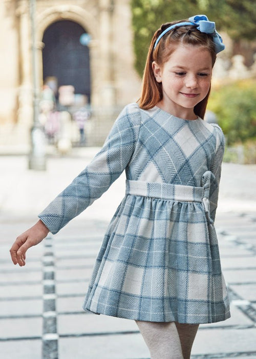 Girls Blue & Ivory Check Dress (mayoral) - CottonKids.ie - 2 year - 3 year - 4 year