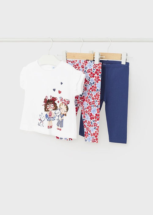 Girls Blue & Red Floral Cotton Leggings Set (mayoral) - CottonKids.ie - 12 month - 18 month - 2 year
