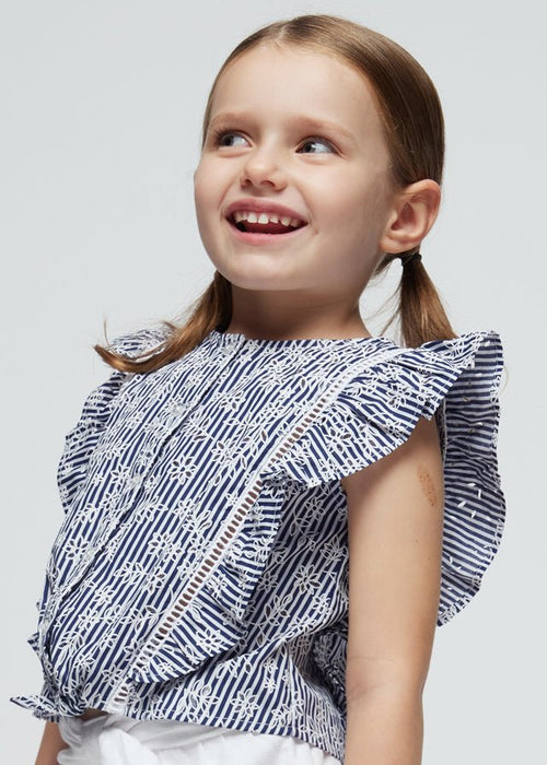 Girls Blue Striped Cotton Blouse (mayoral) - CottonKids.ie - 2 year - 3 year - 4 year