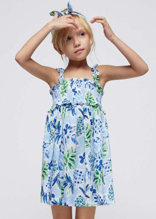 Girls Blue Tropical Cotton Dress Set (mayoral) - CottonKids.ie - 2 year - 3 year - 4 year