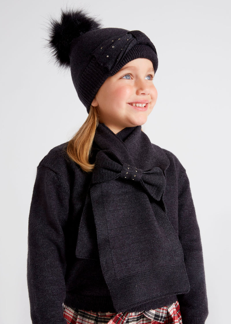 Girls Charcoal Grey Knitted Hat Set (mayoral) - CottonKids.ie - 4 year - 5 year - 6 year