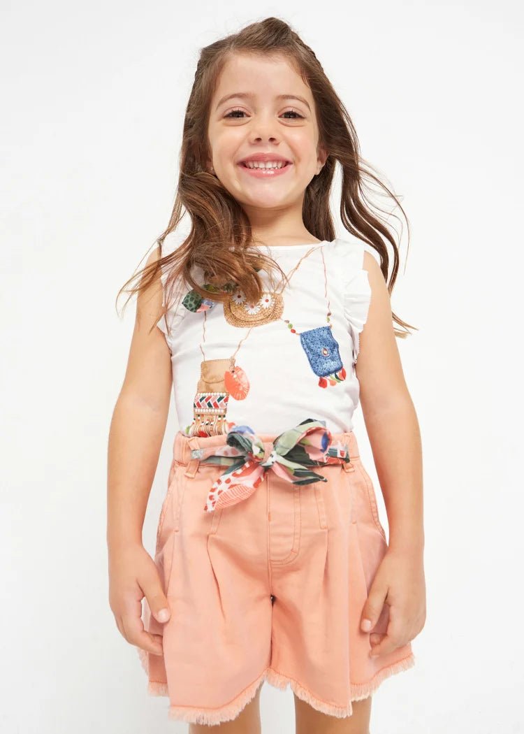 Girls Cotton Shorts With Print Belt (mayoral) - CottonKids.ie - Shorts - 2 year - 3 year - 4 year