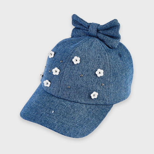 Girl's flower applique bow cap, sun hat (mayoral) - CottonKids.ie - Hat - 11-12 year - 4 year - 5 year