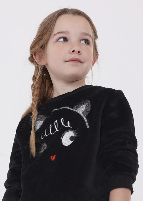 Girls Fluffy Jumper Black Fur Top (mayoral) - CottonKids.ie - 3 year - 4 year - 5 year