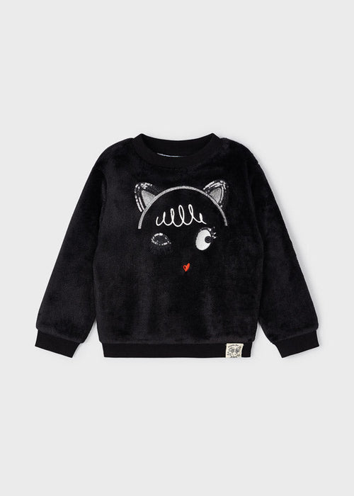 Girls Fluffy Jumper Black Fur Top (mayoral) - CottonKids.ie - 3 year - 4 year - 5 year