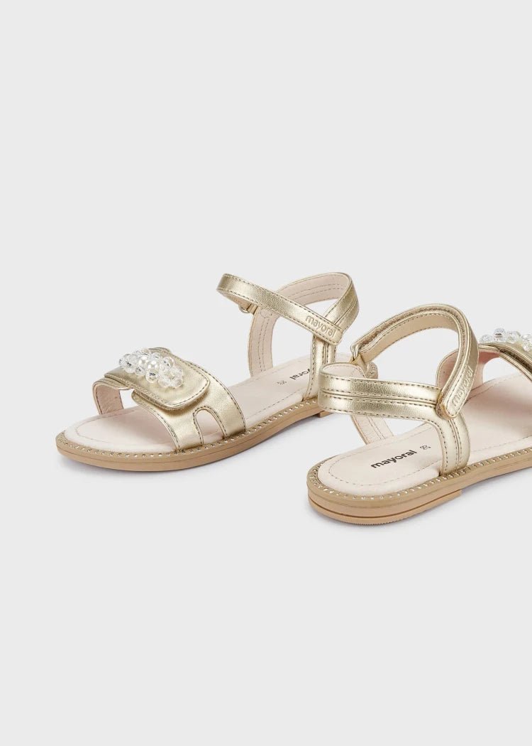 Girls Gold Sandals With Pearl Embellishment (mayoral) - CottonKids.ie - shoes - EU 26/UK 8.5 - EU 27/UK 9.5 - EU 28/UK 10