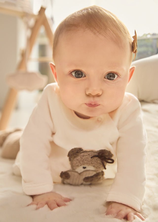 Girls Ivory & Beige Velour 2 Piece Babygrow (mayoral) - CottonKids.ie - 0-1 month - 1-2 month - 3 month