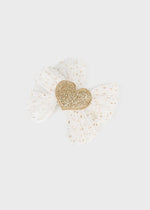 Girls Ivory & Gold Heart Hair Clip (6cm) (mayoral) - CottonKids.ie - Girl - Hair Accessories - Mayoral