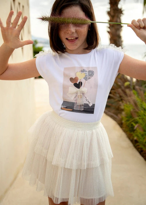 Girls Ivory & Gold Tulle Tutu Skirt (mayoral) - CottonKids.ie - 7-8 year - 9-10 year - Dresses & Skirts