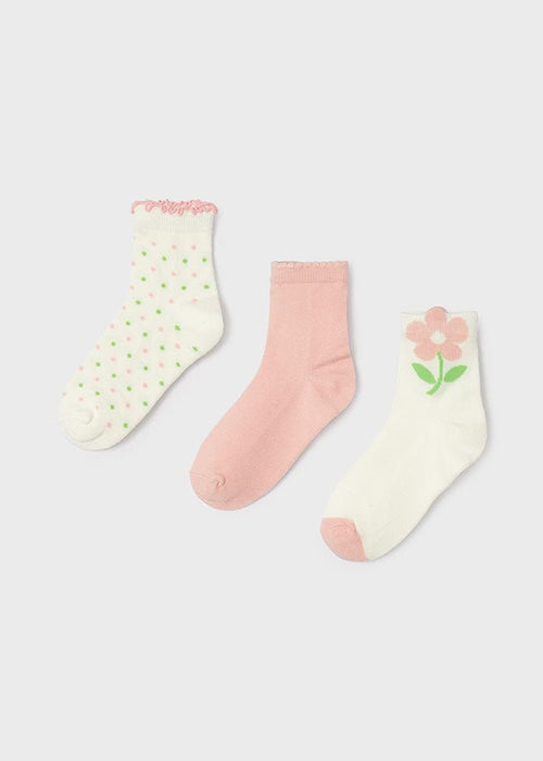 Girls Ivory & Pink Cotton Socks (3 Pack) (mayoral) - CottonKids.ie - 11-12 year - 2 year - 3 year