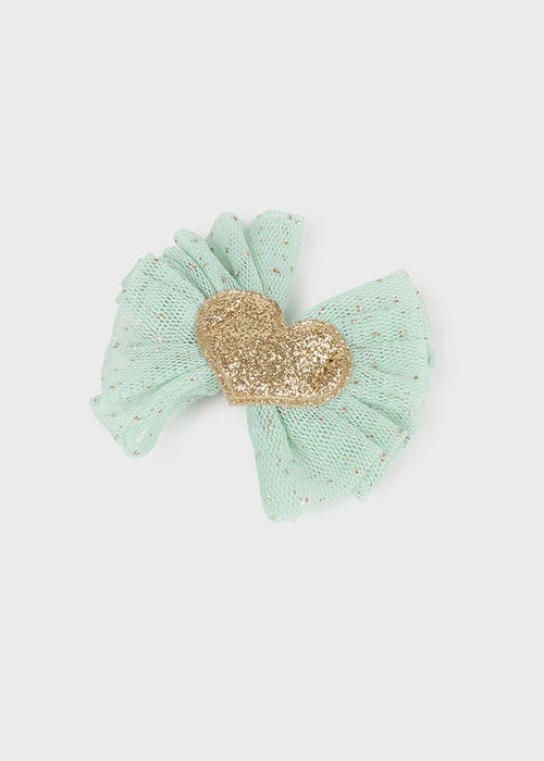 Girls Mint & Gold Heart Hair Clip (6cm) (mayoral) - CottonKids.ie - Girl - Hair Accessories - Mayoral