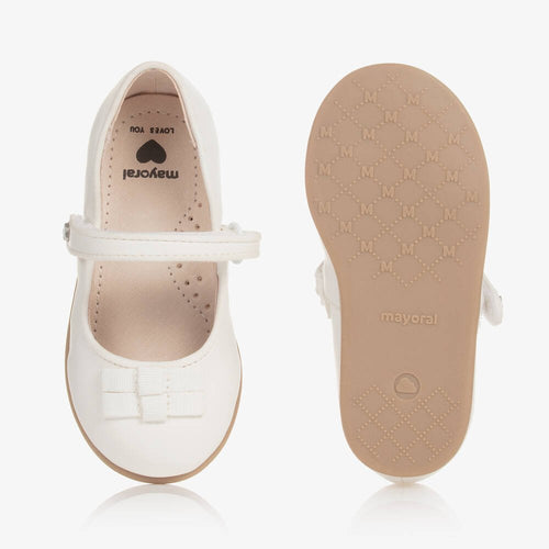 Girls Off White Faux Leather Ballerina Pumps Christening IRELAND