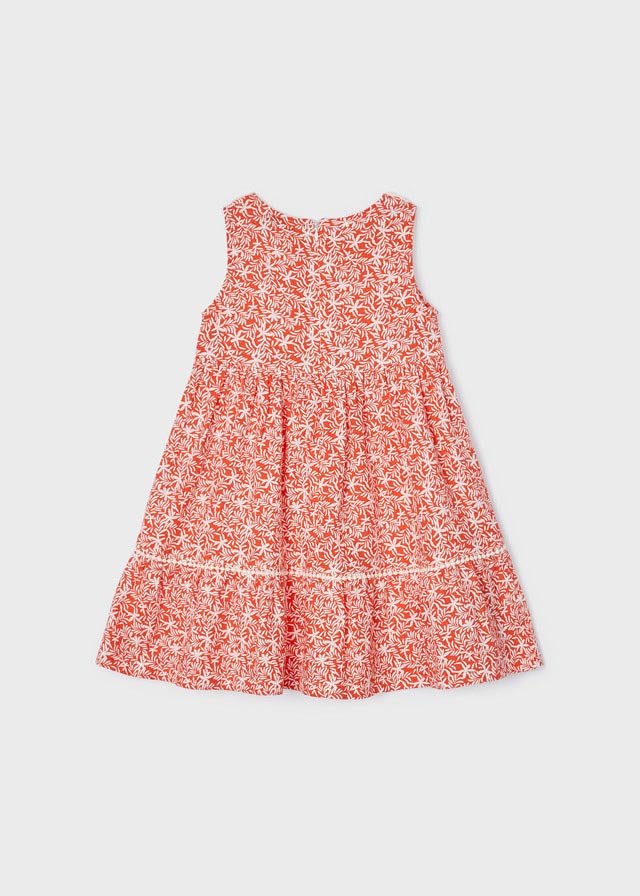 Girls Orange Floral Print & Crochet Cotton Dress (mayoral) - CottonKids.ie - 2 year - 4 year - 7-8 year