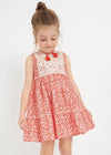Girls Orange Floral Print & Crochet Cotton Dress (mayoral) - CottonKids.ie - 2 year - 4 year - 7-8 year