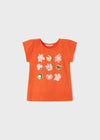 Girls Orange Floral Print T-Shirt (mayoral) - CottonKids.ie - 2 year - 3 year - 4 year