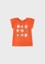 Girls Orange Floral Print T-Shirt (mayoral) - CottonKids.ie - 2 year - 3 year - 4 year