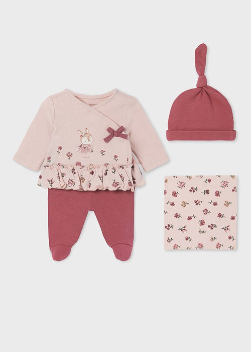 Girls Pink Bunny Babygrow Set (mayoral) - CottonKids.ie - Baby & Toddler Outfits - 0-1 month - 1-2 month - 3 month
