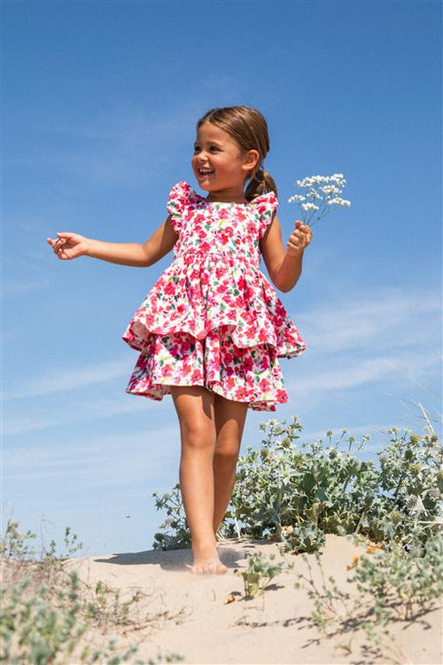 Girls Pink Cotton Floral Dress (Tutto Piccolo) - CottonKids.ie - 12 month - 18 month - 2 year