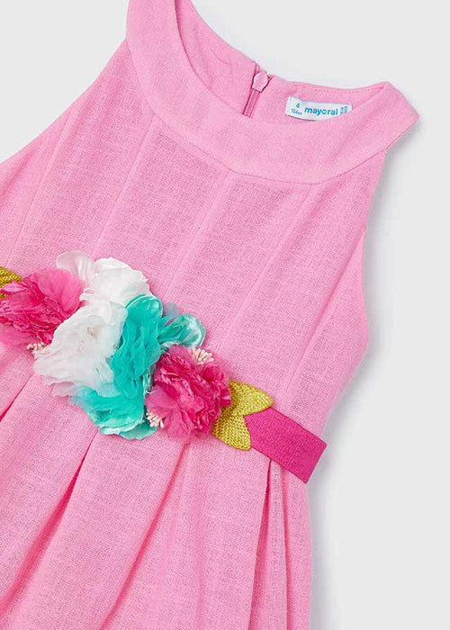Girls Pink Cotton Flower Belt Dress (mayoral) - CottonKids.ie - 2 year - 3 year - 4 year