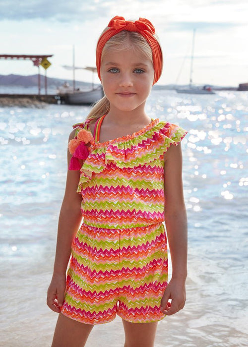 Girls Pink Cotton Zigzag Playsuit (mayoral) - CottonKids.ie - Shorts - 2 year - 3 year - 4 year