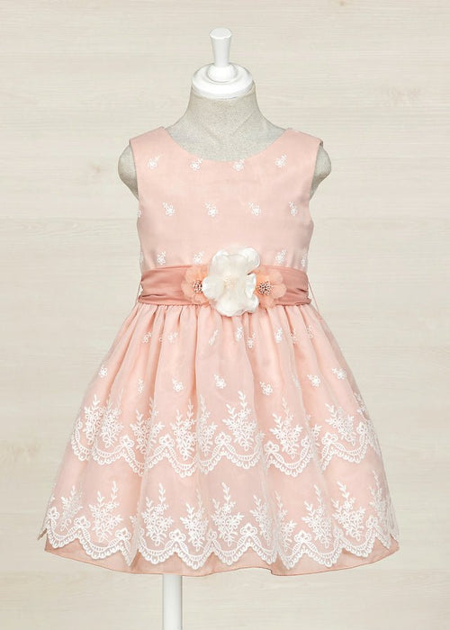 Girls Pink Embroidered Organza Dress (Abel & Lula) - CottonKids.ie - Dresses - 11-12 year - 13-14 year - 4 year