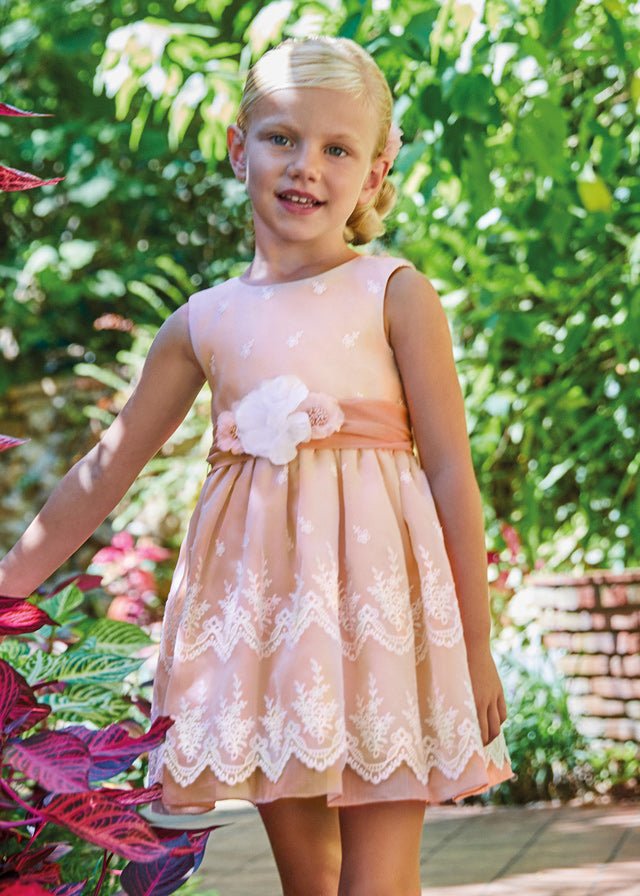 Girls Pink Embroidered Organza Dress (Abel & Lula) CottonKids.ie Girls Pink Embroidered Organza Dress (Abel & Lula) CottonKids.ie