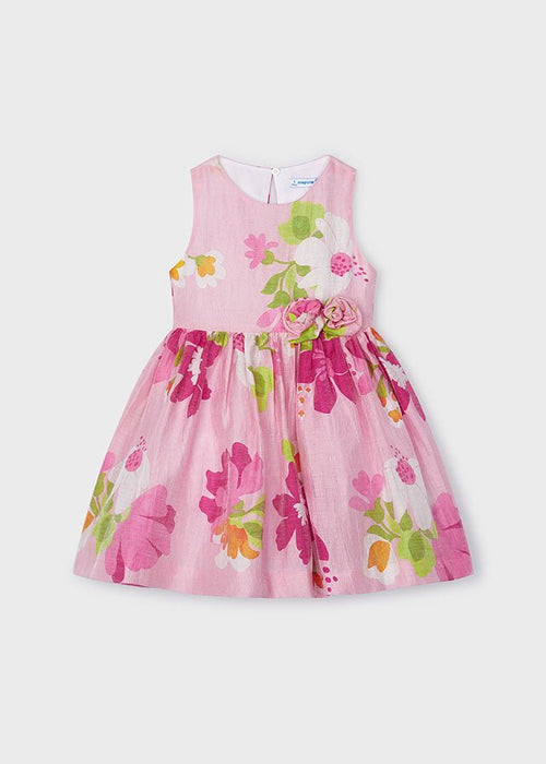 Girls Pink Floral Linen Dress (mayoral) - CottonKids.ie - 2 year - 3 year - 4 year