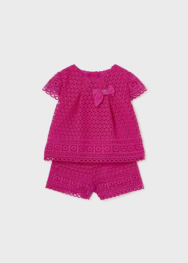 Girls Pink Guipure Lace Shorts Set (mayoral) - CottonKids.ie - 12 month - 18 month - 2 year