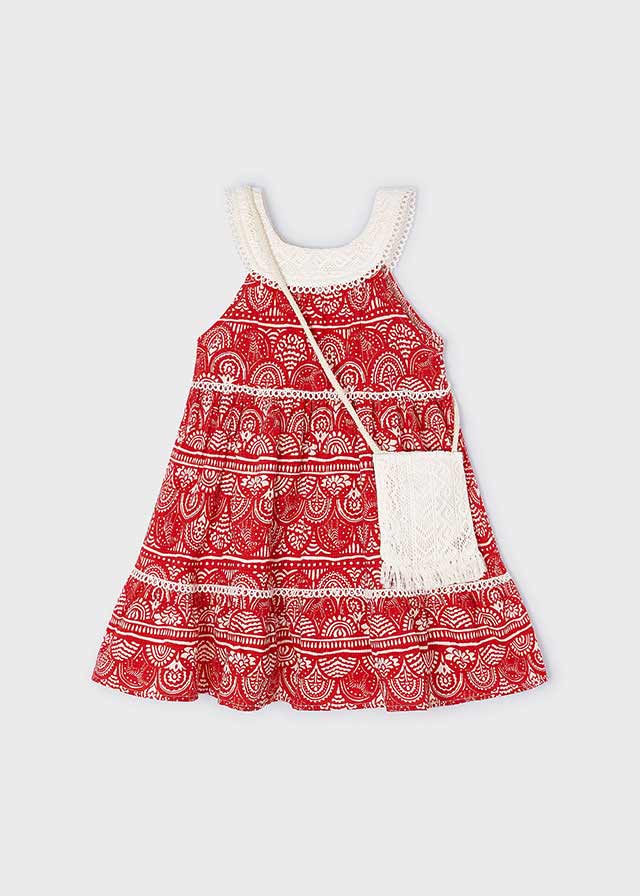 Girls Red Cotton Dress & Ivory Bag Set (mayoral) - CottonKids.ie - 2 year - 3 year - 4 year
