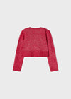 Girls Red Knit Cropped Christmas Cardigan IRELAND