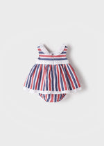 Girls Red Stripe Cotton Dress & Panties (mayoral) - CottonKids.ie - Set - 1-2 month - 18 month - 3 month