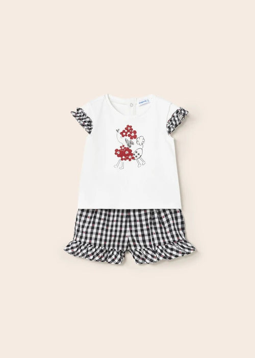 Girls White & Black Gingham Cotton Shorts Set (mayoral) - CottonKids.ie - 12 month - 18 month - 2 year