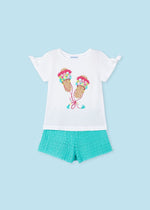 Girls White & Blue Frilled Shorts Set (mayoral) - CottonKids.ie - 2 year - 3 year - 4 year