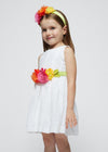 Girls White Cotton Flower Belt Dress (mayoral) - CottonKids.ie - 2 year - 3 year - 4 year