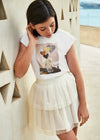 Girls White Cotton Heart Print T-Shirt (mayoral) - CottonKids.ie - Top - 11-12 year - 7-8 year - Girl
