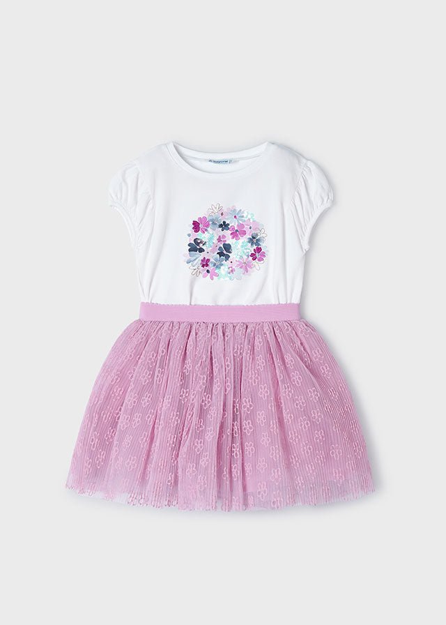 Girls White Cotton & Pink Tulle Skirt Set (mayoral) - CottonKids.ie - 2 year - 3 year - 4 year