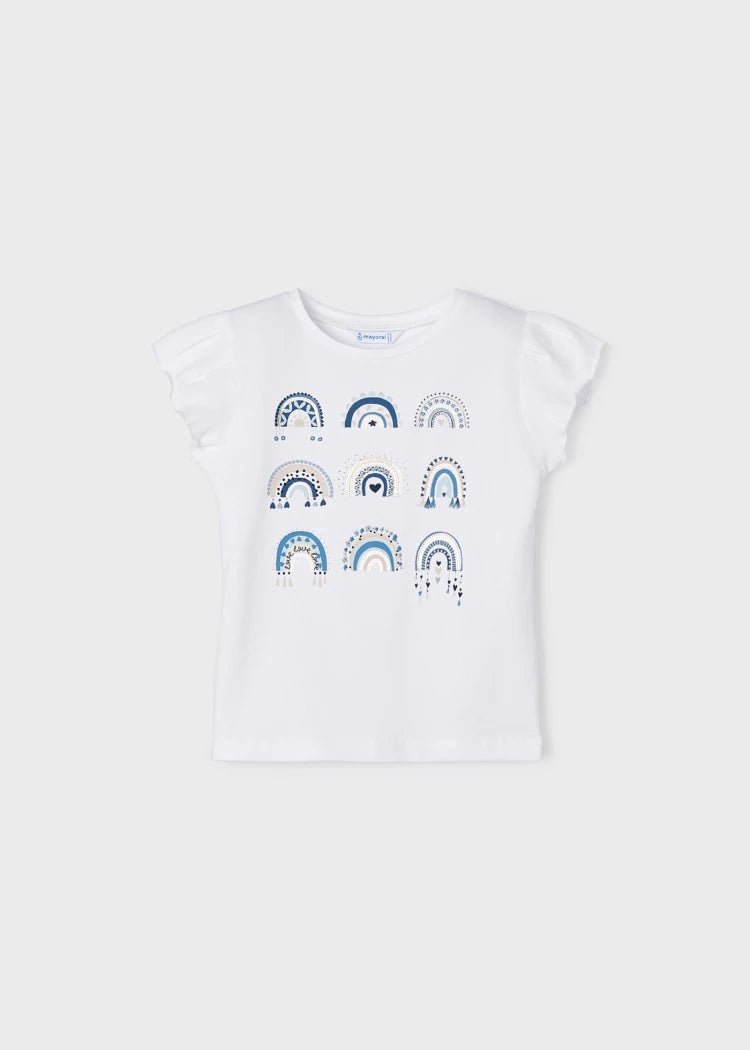 Girls White Cotton Rainbow T-Shirt (mayoral) - CottonKids.ie - 3 year - 4 year - 5 year