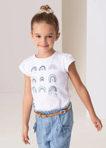 Girls White Cotton Rainbow T-Shirt (mayoral) - CottonKids.ie - 3 year - 4 year - 5 year