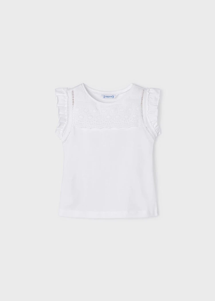 Girls White Cotton Ruffle Sleeve T-Shirt (mayoral) - CottonKids.ie - 2 year - 3 year - 4 year