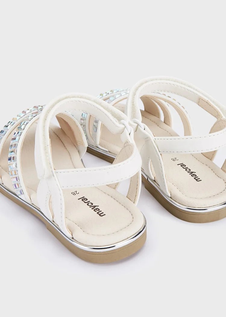 Girls White Jewelled Leather Sandals (mayoral) - CottonKids.ie - Shoes - EU 26/UK 8.5 - EU 27/UK 9.5 - EU 28/UK 10