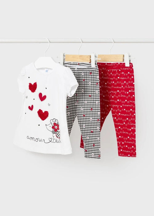 Girls White & Red Cotton Leggings Set (mayoral) - CottonKids.ie - 2 year - 6 month - 9 month
