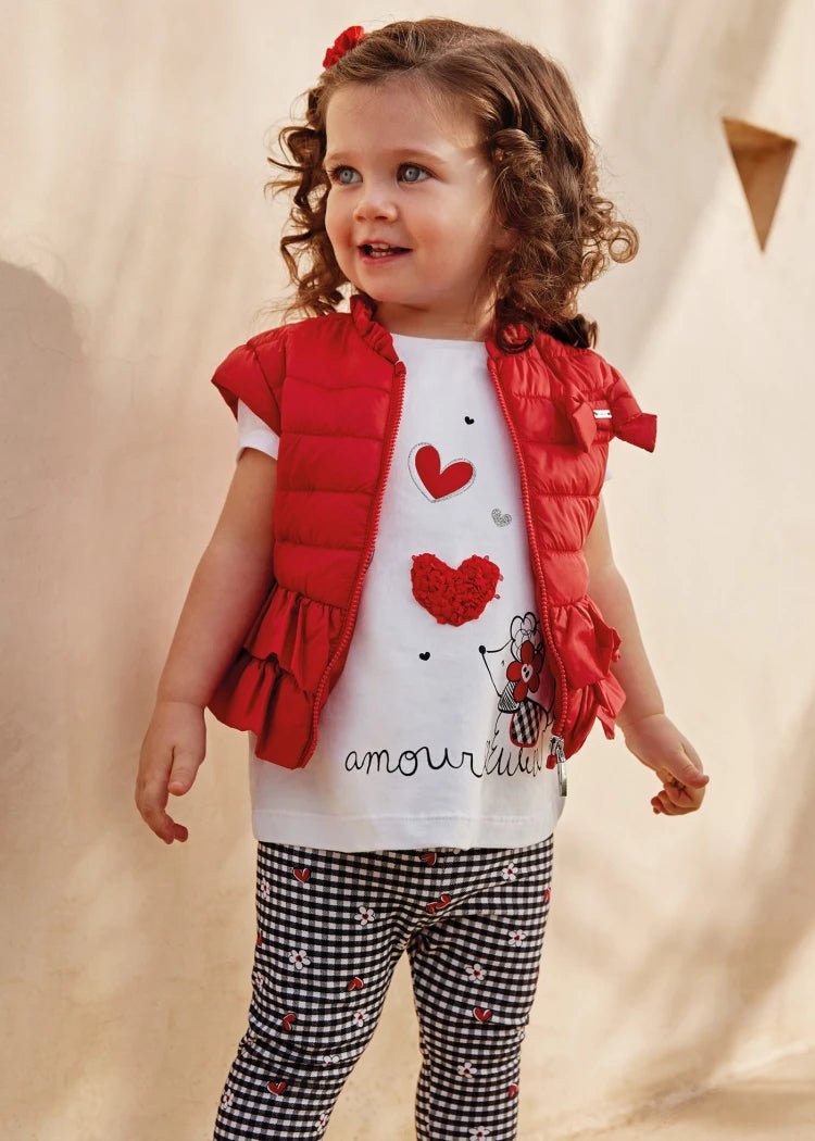 Girls White & Red Cotton Leggings Set (mayoral) - CottonKids.ie - 2 year - 6 month - 9 month
