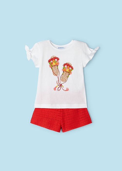 Girls White & Red Frilled Shorts Set (mayoral) - CottonKids.ie - 2 year - 3 year - 4 year