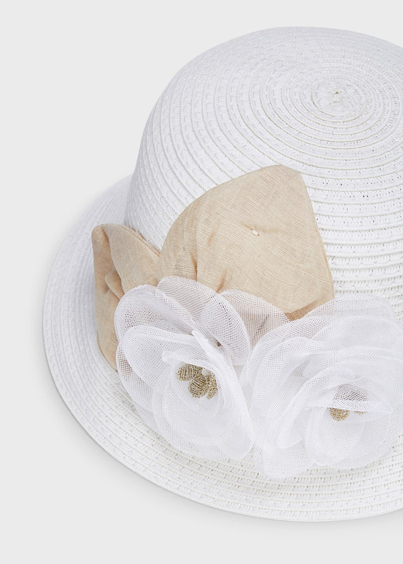 Girls White Straw Hat