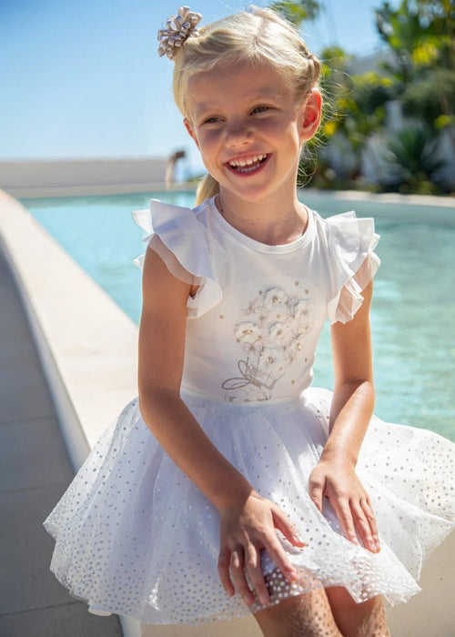 Girls White Tulle Dots Tutu Skirt (mayoral) - CottonKids.ie - Dresses - 2 year - 3 year - 4 year