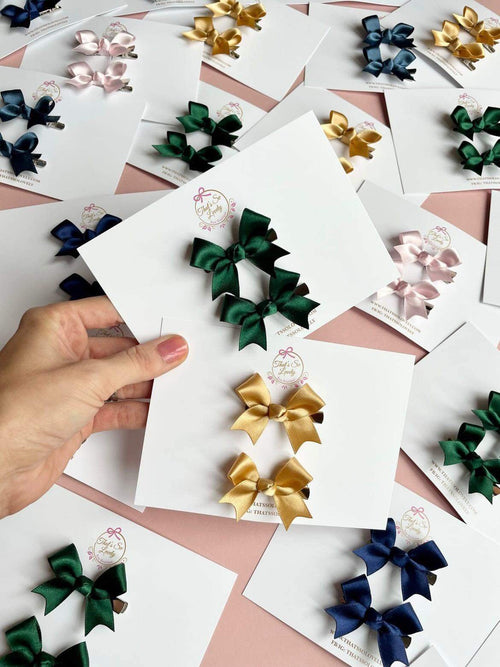 Gold Satin Ribbon Clips - Set of 2 (That's So Lovely Bow Boutique) - CottonKids.ie - Girl - Hair Accessories -