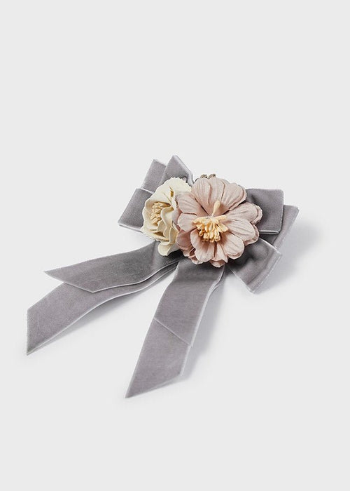 Grey Velour Flower Hair Clip (mayoral) - CottonKids.ie - Girl - Hair Accessories - Mayoral