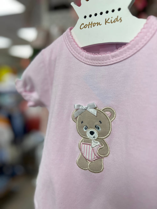 Baby Girls Teddy Bear Romper Suit, Pink (Sardon)