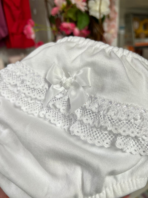 White Frilly Cotton Christening Bloomers IRELAND