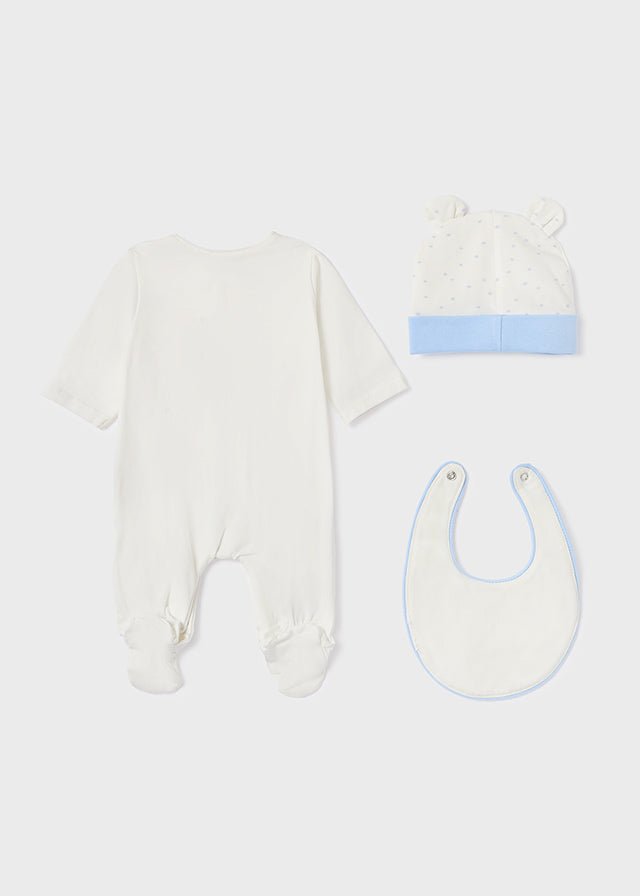 Ivory & Blue Cotton Babygrow Set (mayoral) (mayoral) - CottonKids.ie - 0-1 month - 1-2 month - 3 month